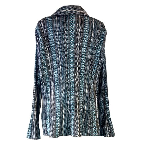 APT. 9 Micro Pleated Button Down Long Bell Sleeves Print Gray Plus Size 2X - Picture 4 of 12